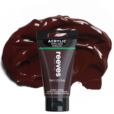 Reeves culori acrilice, 75 ml - burnt umber