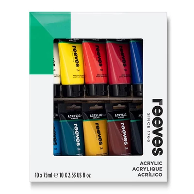 Reeves set culori acrilice, 10x75 ml
