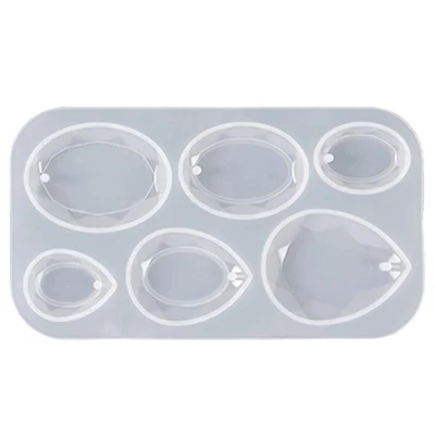 Formă din silicon pentru rășină sintetică- pandantiv plat, oval-picătură, lustruită, mărimea 3-3