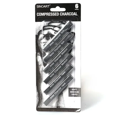 Set de cărbune presat, 6 bucăți (soft, medium, hard)