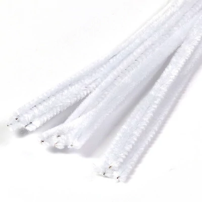 Chenille, 30 cm - alb, 10 buc