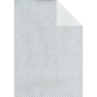 Hârtie de decoupage Tassotti - buline pe două fețe, alb-argintiu