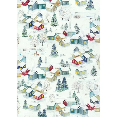 Hârtie de decoupage Tassotti - acuarelă peisaj de iarnă