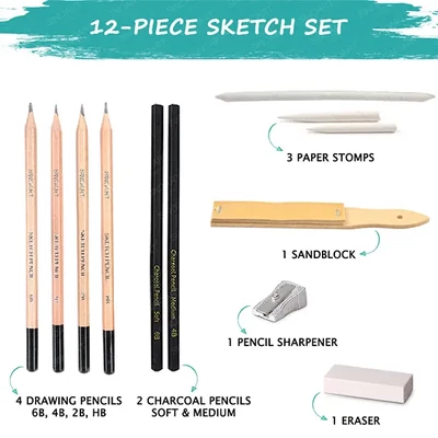  Set de desen și schiță Sketch and Drawing Set, 12 buc