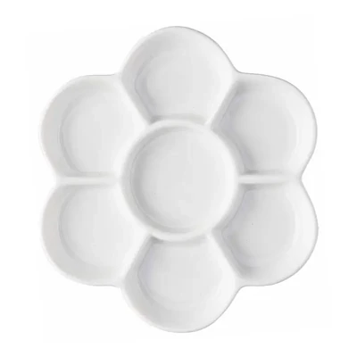 Paletă de pictură din porțelan (ceramică) – 15 cm, cu motive florale