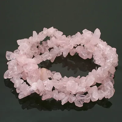 Perle din minerale, chips - Cuarț roz, 8-12 mm, 1 șir
