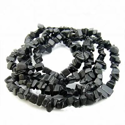 Perle din minerale, chips - Onyx obsidian, 8-12 mm, 1 șir
