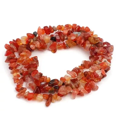 Perle din minerale, chips - Carnelian, 8-12 mm, 1 șir