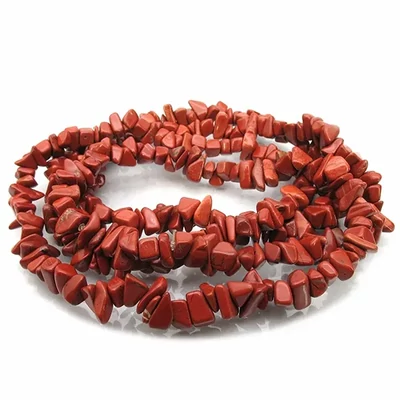 Perle din minerale, chips - Jasper, rosu,, 8-12 mm, 1 șir