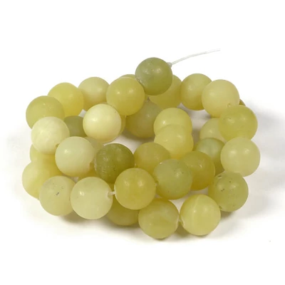 Perle din minerale  - Jad verde masline, mat, 10 mm, 1 șir