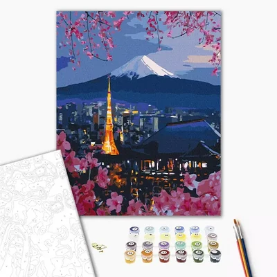 Pictură pe numere, pe pânză întinsă, 40x50 cm - Călătorii în Japonia