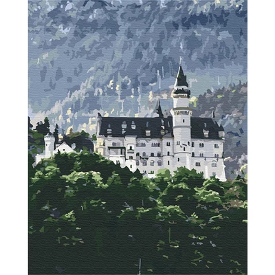Pictură pe numere, pe pânză întinsă, 40x50 cm - Vedere spre Neuschwanstein