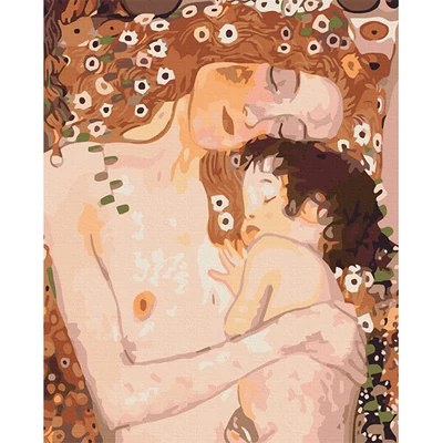 Set pictură pe numere, pânză întinsă, 40x50 cm - Gustav Klimt: Mama și copilul