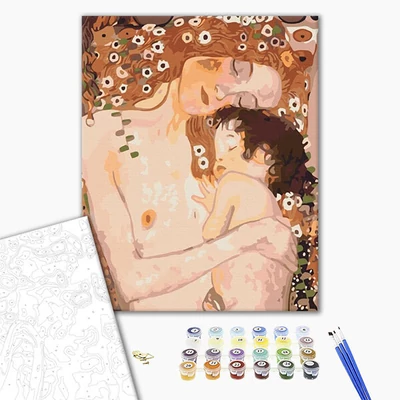 Set pictură pe numere, pânză întinsă, 40x50 cm - Gustav Klimt: Mama și copilul