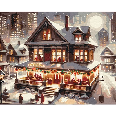 Set pictură pe numere, pe pânză întinsă, 40x50 cm - Petrecere de Anul Nou