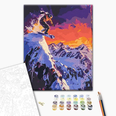 Set pictură pe numere, pe pânyă întinsă 40x50 cm - Cucerirea muntelui