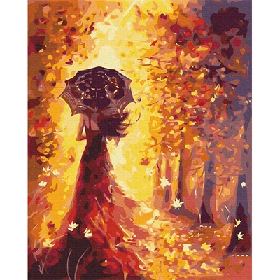 Set pictură pe numere, pe pânză întinsă, 40x50 cm - Toamna în aur