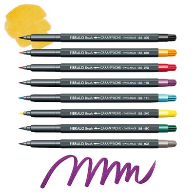 Caran d'Ache Fibralo Brush Pen marker tip pensulă  - culori diverse