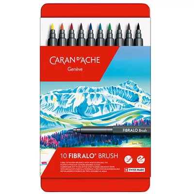 Caran d'Ache Fibralo Brush Pen marker tip pensulă  în set  - 10 buc