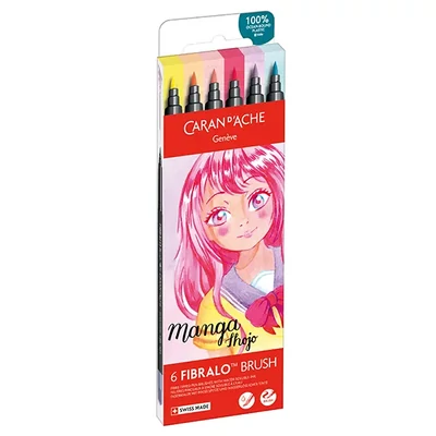 Marker tip pensulă  în set Caran d'Ache Fibralo Brush Pen - 6 buc, Manga Shojo