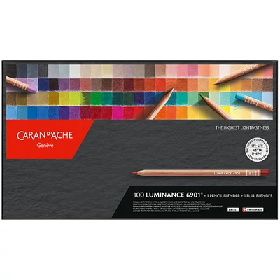 Set creioane colorate Caran d'Ache Luminance 6901 - 100 culori, 102 buc + accesorii