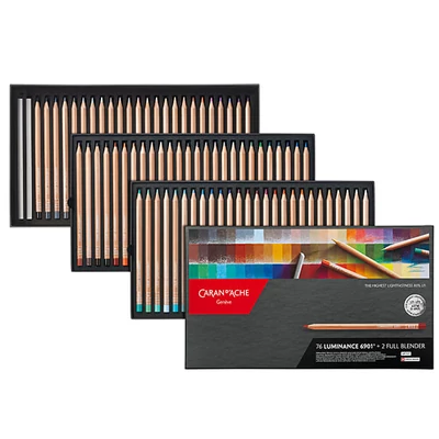 Set creioane colorate Caran d'Ache Luminance 6901 - 76 culori, 78 buc + 2 buc Full Blender