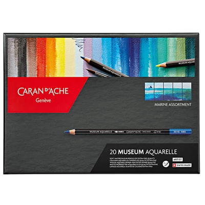 Set creioane acuarelă Caran d'Ache Museum  - 20 buc, Marine