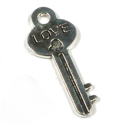 Charm, ornament metalic, 7 buc - cheie, lacat love