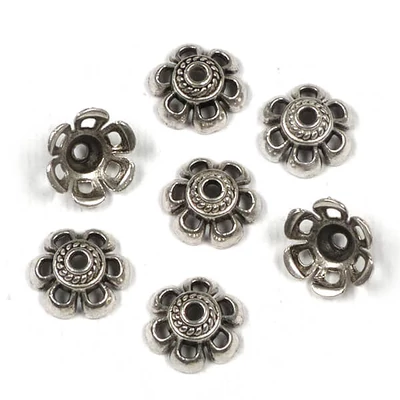 Ornament metalic Charm, 7 buc - capac perlă t 6 dinte, 10 mm