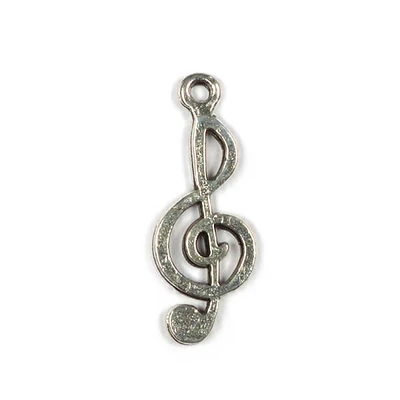 Charm, ornament metalic, 4 buc - cheie de sol