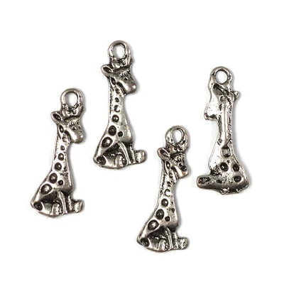 Charm, ornament metalic, 4 buc - girafa, 3D