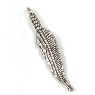 Ornament metalic Charm, 4 buc - pana de pasare