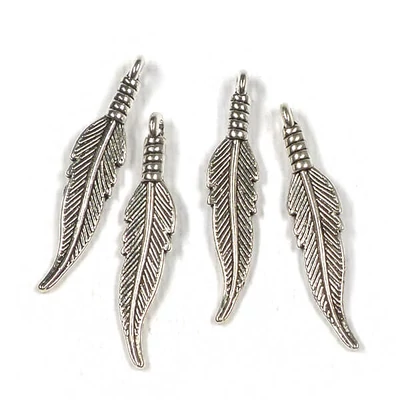 Ornament metalic Charm, 4 buc - pana de pasare