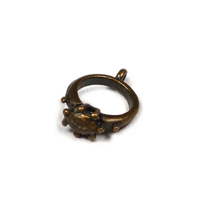 Ornament metalic Charm, 4 buc - inel, piatra, 3D, antic