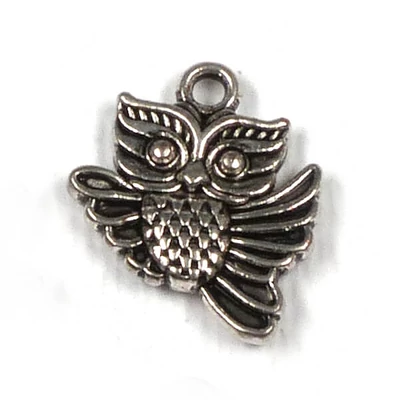 Charm, ornament metalic, 4 buc - bufniță, avion