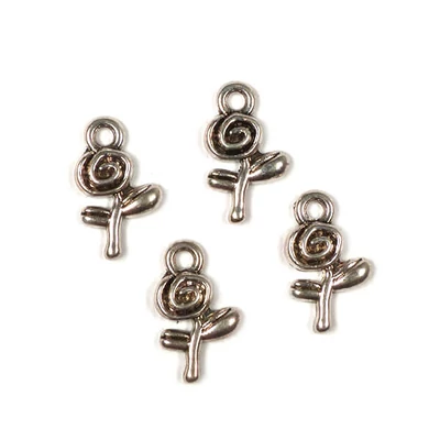 Ornament de metal Charm, 4 buc - mini trandafir