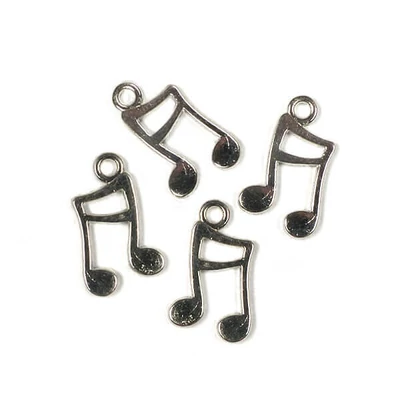 Charm, ornament metalic, 4 piese - nota, 3D