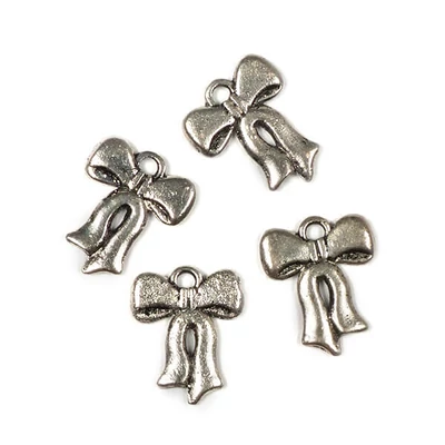 Ornament metalic Charm, 4 buc - fundita lunga, 3D
