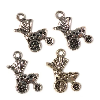 Charm, ornament metalic, 4 buc - carucior