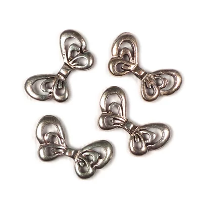 Charm, ornament metalic, 4 buc - aripi de fluture, ajurata, 3D