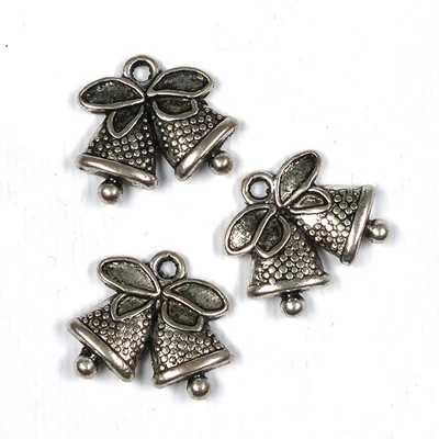 Charm, ornament metalic, 3 buc - clopot, 3D