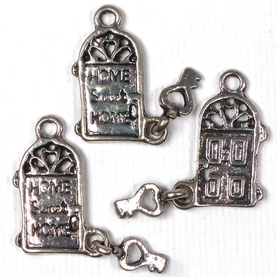 Charm, ornament metalic, 3 buc - sweet home, 3D