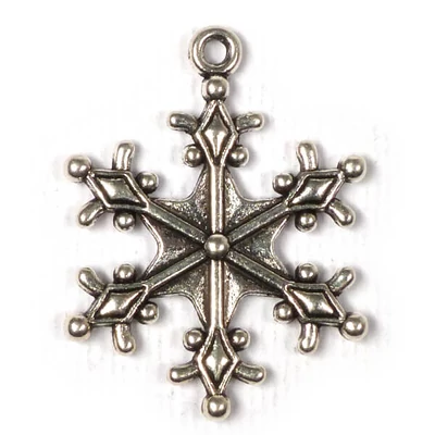 Ornament metalic Charm, 3 buc - fulg de nea, 3D