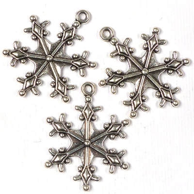 Ornament metalic Charm, 3 buc - fulg de nea, 3D
