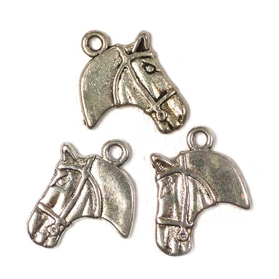 Charm, ornament metalic, 3 buc - cap de cal, 3D