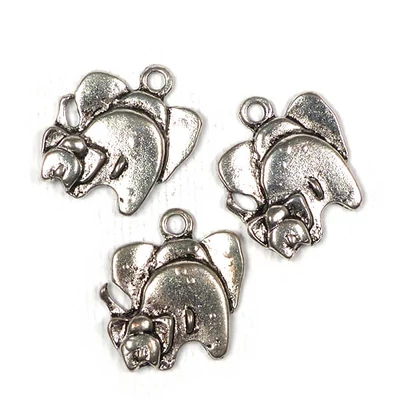 Charm, ornament metalic, 3 buc - elefant