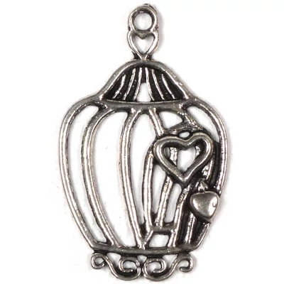 Charm, ornament metalic, 3 buc - cușcă de dragoste