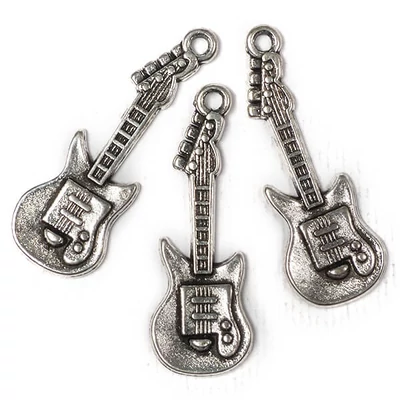 Ornament metalic Charm, 3 buc - chitara
