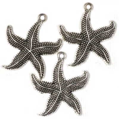 Ornament metalic Charm, 3 buc - stea de mare