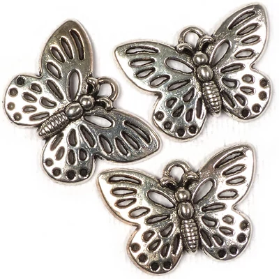 Ornament metalic Charm, 3 buc - fluture, ajurat